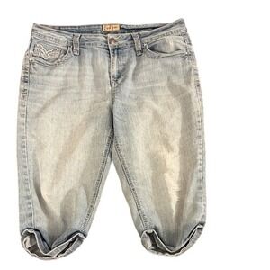 Earl Jean Womens‎ Capri Jeans Light Wash Embellished Pockets Size 12